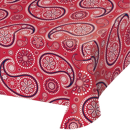 Red Paisley Plastic Tablecloth, 108x54, 6PK